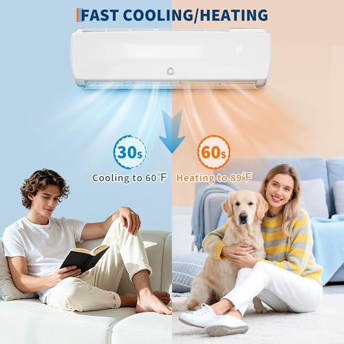 Image of 19 SEER2 Ultra-Quiet Mini Split AC | 9000 BTU 3-in-1 Cooling /Heating /Dehumidifier | 115V Inverter Heat Pump | 42dB Whisper Operation | 10ft Line Set | White Modern Design