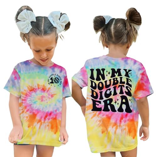 Image of IZYJOY in My Double Digits Era Shirts Girls 10th Birthday T-Shirts 10 Years Old Birthday Party Short Sleeve Summer Tee Tops