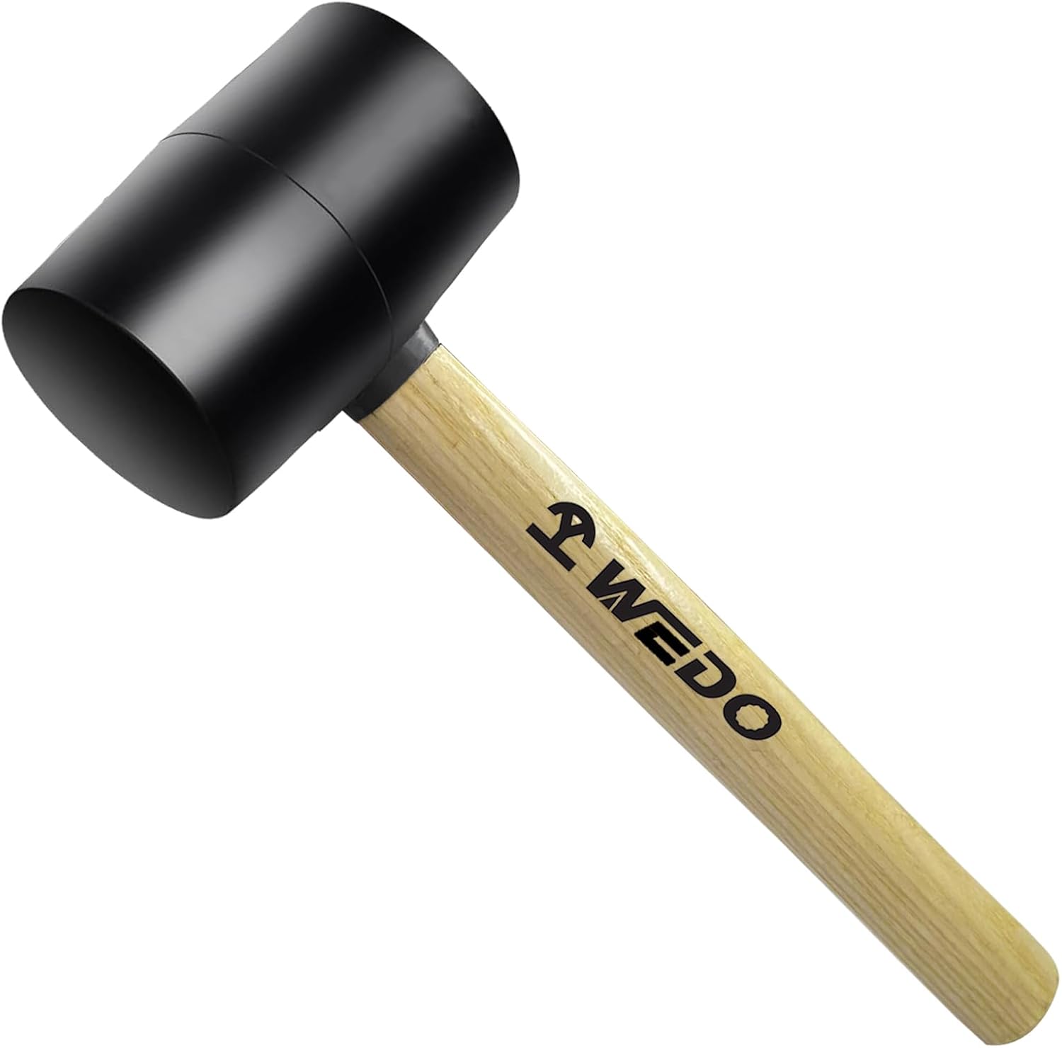 WEDO Rubber Mallet Hammer 24oz, Wooden Handle, Double Faced Rubber Head, Rubber Mallet for Camping, Flooring, Woodworking, Deadhead Rubber Mallet