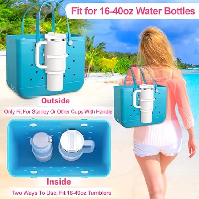Bogg Bag Cup Holder for 30oz 40oz Stanley, Adjustable Insert Drink Holder Compatible with Bogg Bag/Simply Southern Beach Tote Bag, Water Bottle Holder Attachment for Bogg Bag Accessories