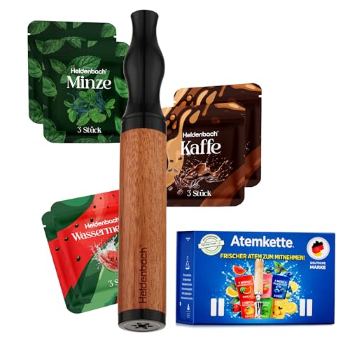 Heldenbach Rauchentwöhnung Atemkette mit mehr Widerstand Premium Zigarettenersatz mit 18 Filter (Minze Wassermelone Kaffee) Rauchfrei Hilfsmittel als nikotinfreie Alternative mit Geschmack