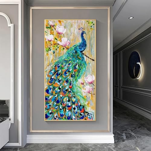 Affiche KEBIA de paon 90x180cm pour habiller un grand mur vide de salon