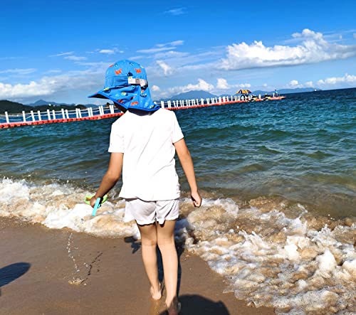Image of icolor Kids Sun Hat Toddlers UPF50+Bucket Summer Beach Play Sun Protection Hats with Neck Flap for Ages 3~10 Girl Boy