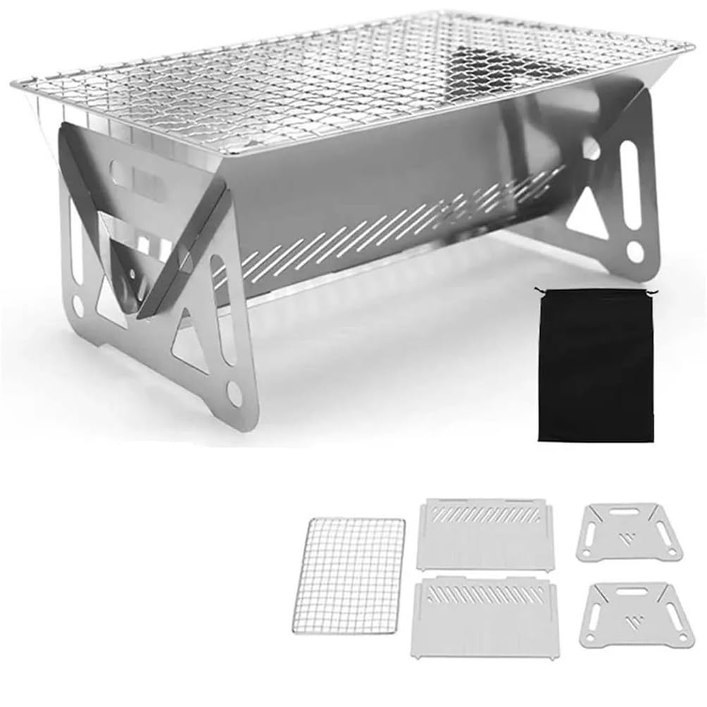 Folding Wood Burning Camp Stove Portable Grill Charcoal Stove With Grill