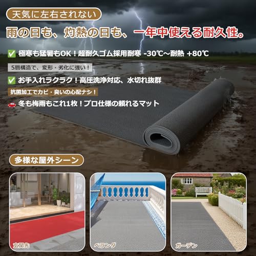 QD-SGMP 滑り止めマット 屋外/屋内兼用 自由カット可能 超撥水 PVC素材 高耐久 介護施設 病院 学校 店舗 業務用 キッチン 浴室 浴槽内 玄関 ドアマット 泥落とし 転倒防止 防滑マット 5.5mm 極厚 グリーン 0.9*3M [4]