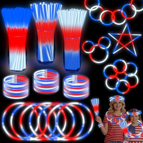 Bâtons phosphorescents 4 juillet pour illuminer vos défilés et soirées patriotiques en famille