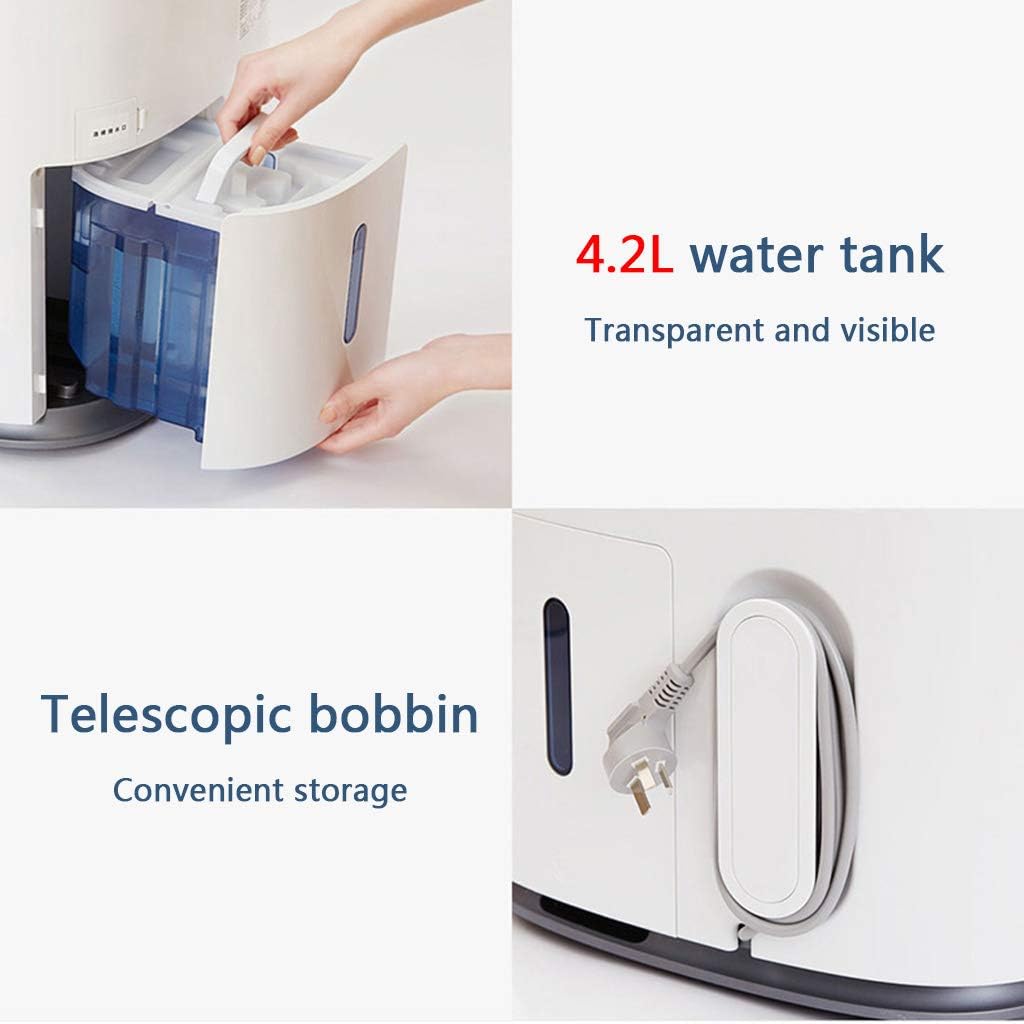 Dehumidifiers 4.2L Transparent Water Tank Portable Compact Ultra-Quiet Household Basement Bedroom Bathroom Garage Wardrobe RV