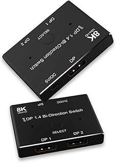 DisplayPort 8K switch splitter Bi-directional 1x2 / 2x1 KVM adapter g-sync 8K@30Hz 4K@120Hz for Multi Source and displays DP 1.4