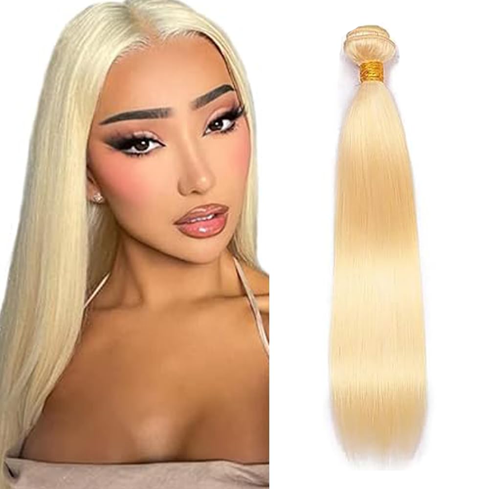 Extensiones de cabello humano recto de 32 pulgadas rubio claro 6