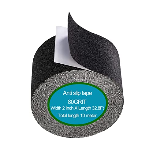 Youoklight Anti Slip Tape, Heavy Duty Non Slip Tape, Waterproof Strong Traction Anti Slip Grip Tape, 80 Grit Safety Walk Tape, Grip Tape For Stairs, Indoor And Outdoor Used, 2 Inch X 32.8 Ft, Black #TOP16