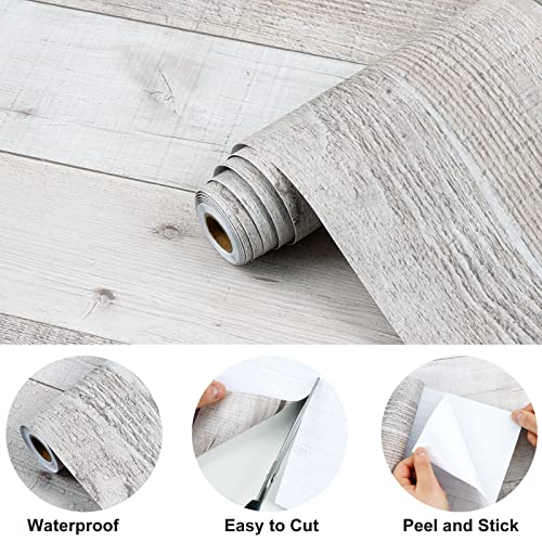 Wenmer Grey Wood Wallpaper 17.71" X 118" Shiplap Peel And Stick Wallpaper Wood Contact Paper Self Adhesive Wallpaper Wood Plank Wallpaper For Cabinets Kitchen Shelf Drawer Wall Door #TOP6