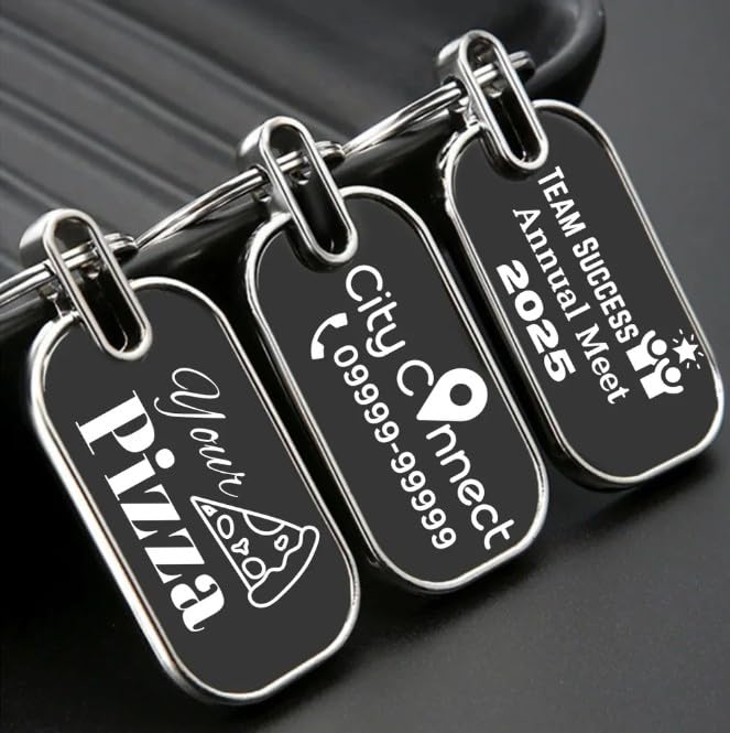 Image of Grand Gifts -Pack Of 2 Personalized Premium Metal Key Chain With Name Engraved, Black Finish