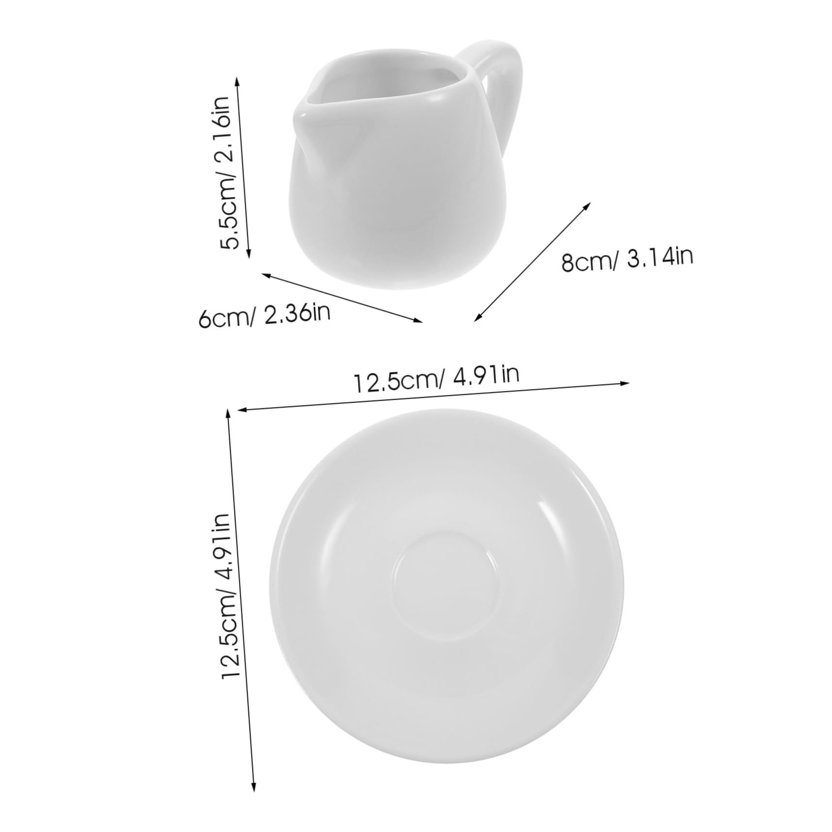 CIYODO Ceramic Milk Pitcher Set Set of Milk Jar Bottom Plate Pitcher Saucer for Home Restaurant Bar Party