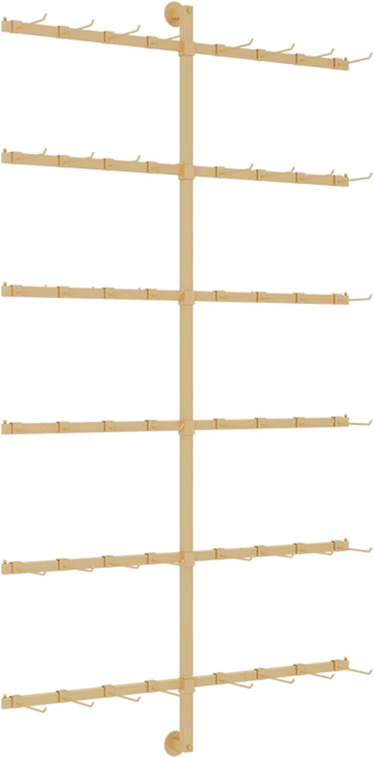 Clothing Store Display Stands, Retail Costumer Garment Rack, Wall-Mounted Organizer Rack with Hooks, Multifunctional Metal Rack Socshelf/Gold/80X150Cm,Gold-80X150Cm