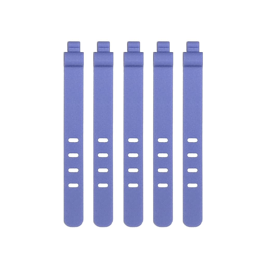 Paquete de 5 bandas de terminales de silicona azules para almacenamiento de cables de datos, organizador de cables para auriculares, enrollador de cables, mango antipérdida de cable