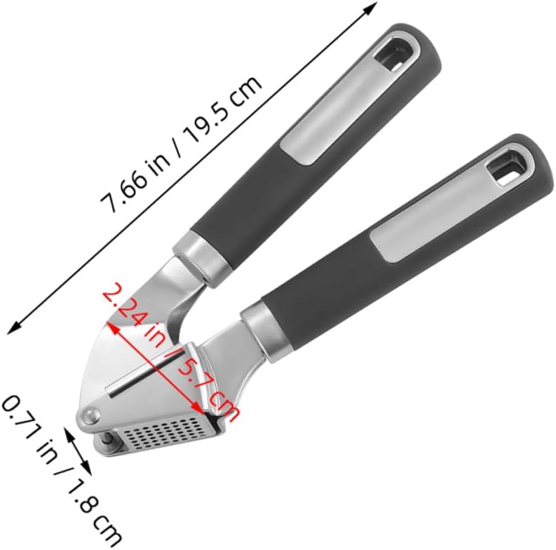 Toyvian Manual Stainless Steel Garlic Press Crusher Ergonomic Metal Garlic Mincer Tool for Kitchen Cooking for Home Use