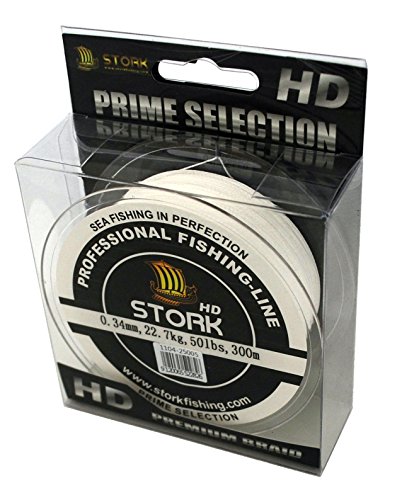 Stork HD, 4-Fach geflochtene Angelschnur 300m (Weiß, 40 lbs / 18.1 kg / 0.29 mm)