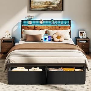 Furnulem Queen Size Bed Frame with ...
