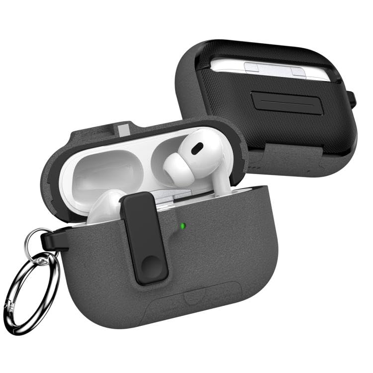 Minesk Airpods Pro 3 ile Uyumlu Fabric Serisi Özel Kilitli Tasarım ve Kumaş Yüzeyli Kılıf Darbelere Karşı Koruyucu Kapak (Gri, Airpods Pro 3 (2025))