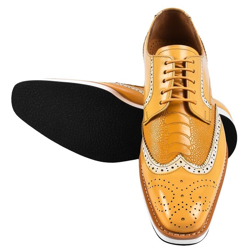 Image of LIBERTYZENO Mens Knitted & Animal Print Genuine Leather Adults Lace Up Oxford Dress Shoes for Easter Gift