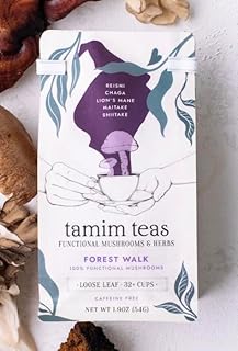 Mushroom Blend with Reishi, Chaga, Lion’s Mane, Maitake, and Shiitake Mushroom | TAMIM TEAS Forest Walk | Local and Organic Mushrooms | Caffeine-Free | Mushroom Boost for Coffee or Tea | 32+ cups