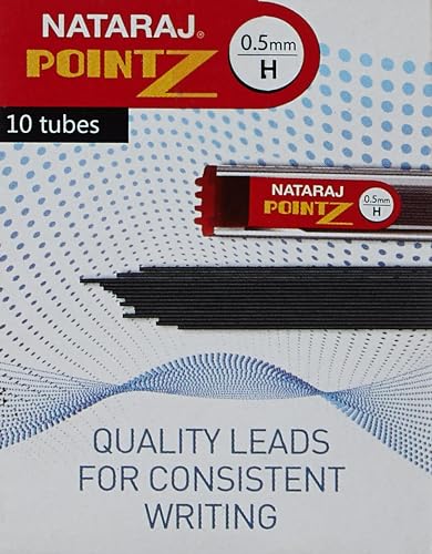 Image of NATARAJ Lead Pointz 0.5mm H Refill for Mechanical Pencils, Smooth Dark Lead, Break Resistant, Perfect for The Classroom, Comfortable Grip for Writing, Everyday Writing Activities (Pack of 10)