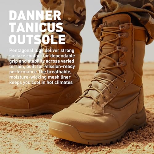 Image of Danner Tanicus Military Boots for Men Made with Rough-Out Leather and 1000D Nylon, with Slip-Resistant Outsole and Comfort Footbed, AR 670-1 Certified