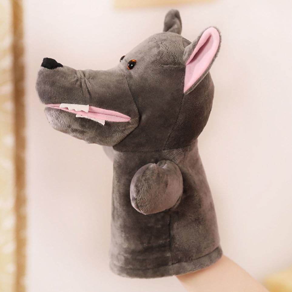 Marionnette à Main Loup en Peluche PP Coton, Jouet Interactif | Conte Interactif Parent-garçon et Filles, Améliore la Motricité, pour Garçon et Filles et Adultes