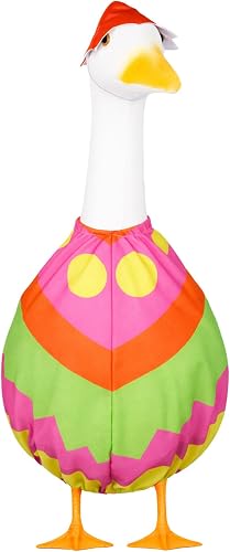 Easter Day Porch Goose Outfit, Easter Egg Lawn Goose Clothes for 23" Cement Plastic Goose Statue for Spring Outdoor Patio Yard Garden Art Decoration