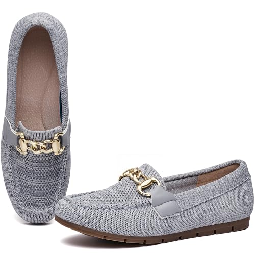 Image of ABEJOJO Women's Loafer Shoes, Comfortable Slip on Casual Flat Penny Shoes for Walking, Driving, Dressy