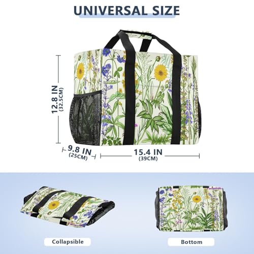 Flowers (2) Reusable Grocery Bags Large Tote Bag Waterproof Canvas Organizer for Beach Picnic Laundry Travel3