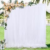 White Backdrop Curtains for Wedding Backdrop 5ftx7ft Sheer Tulle Backdrop Drapes for Photography Photo Backdrop Bridal Baby Shower Birthday Party Ceremony