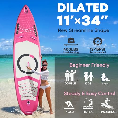 Image of Inflatable Paddle Board,Paddle Boards | Stable Design with Non-Slip Comfort Deck, Portable Travel Paddle Board