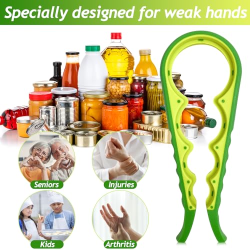 Image of 4 in 1 Jar Opener Multi-Function Bottle Opener Non Slip Remover Tool for Seniors with Arthritis and Anyone with Low Strength(Green Yellow)