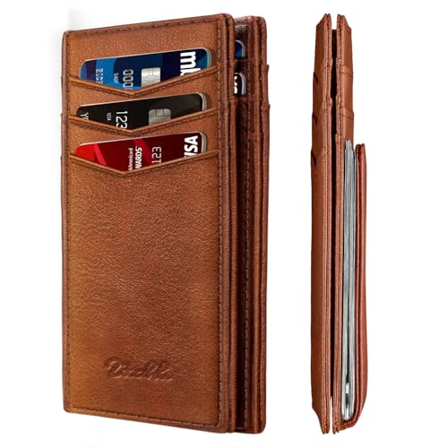 Zitahli Mens Slim Wallet - RFID Blocking Leather Bifold with Magnetic Closure, 12+ Card Capacity ID Window | Money Clip Gifts for Him
