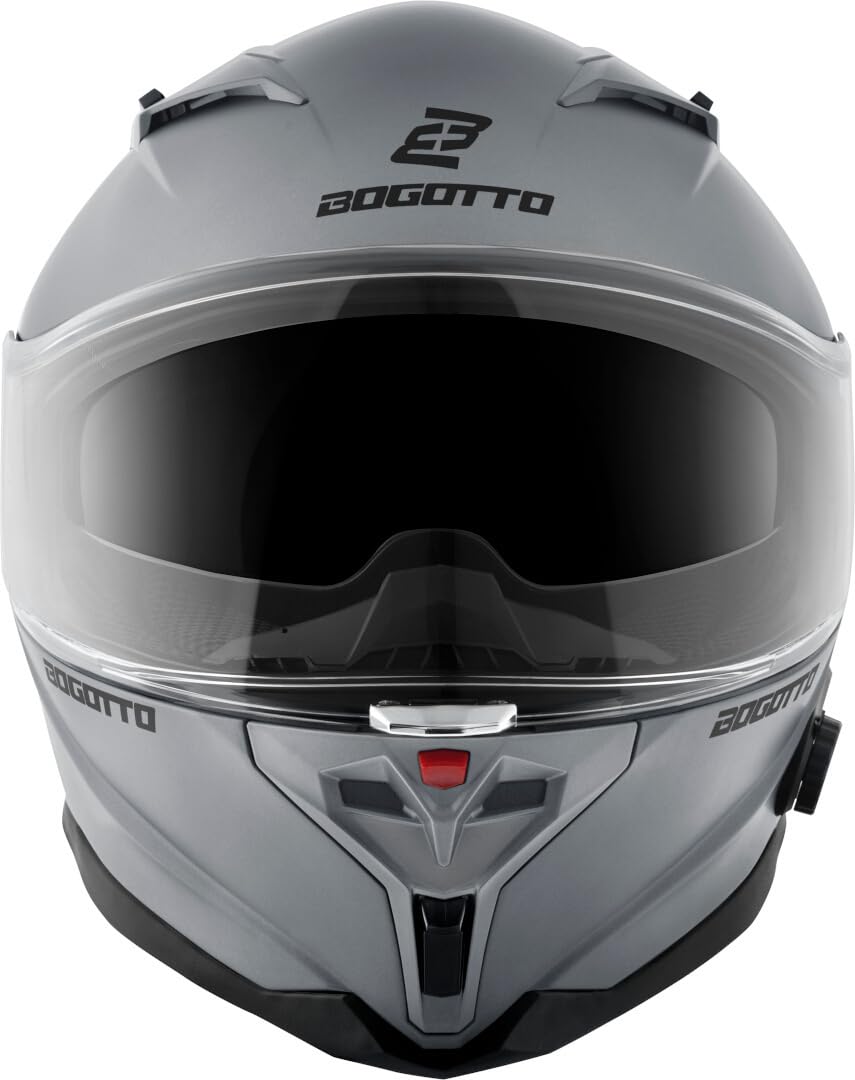Bogotto H153 BT Bluetooth Helm, grau matt, S | Leicht zu wechseln