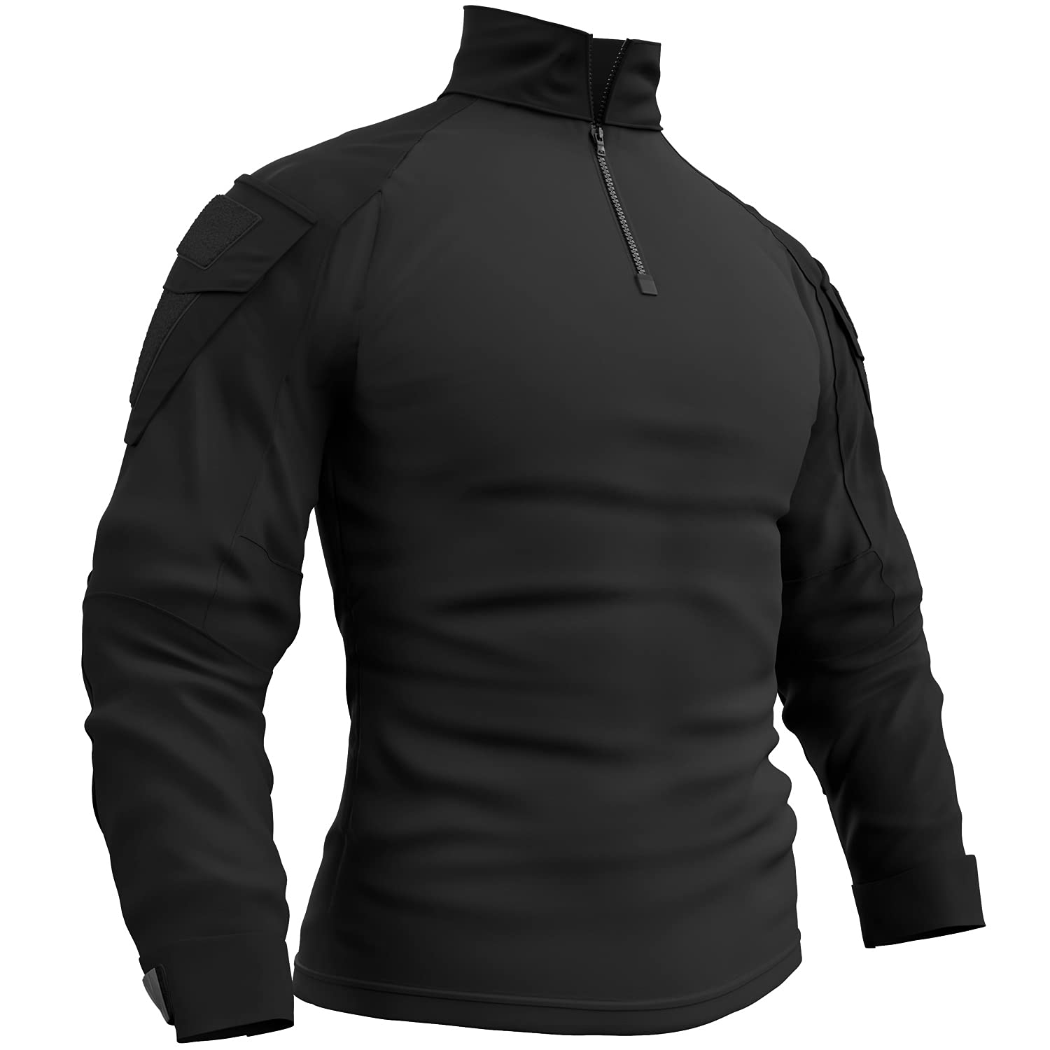 Memoryee Hombre Militar Táctico Camisa Manga Larga Combate Camiseta Slim Fit Camuflaje con Cremallera 1/4 y Bolsillos
