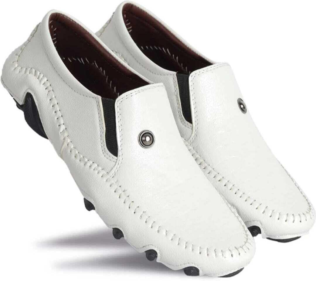 hattoun Synthetic Leather Comfortable Loafers for Men (White)-picture-21