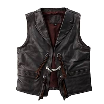 Amazon.co.jp: メンズ レザー ベスト オートバイ バイカー