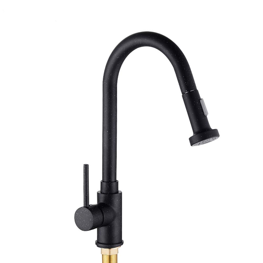 Robinet de cuisine noir pivotant 360 avec mitigeur douchette extensible