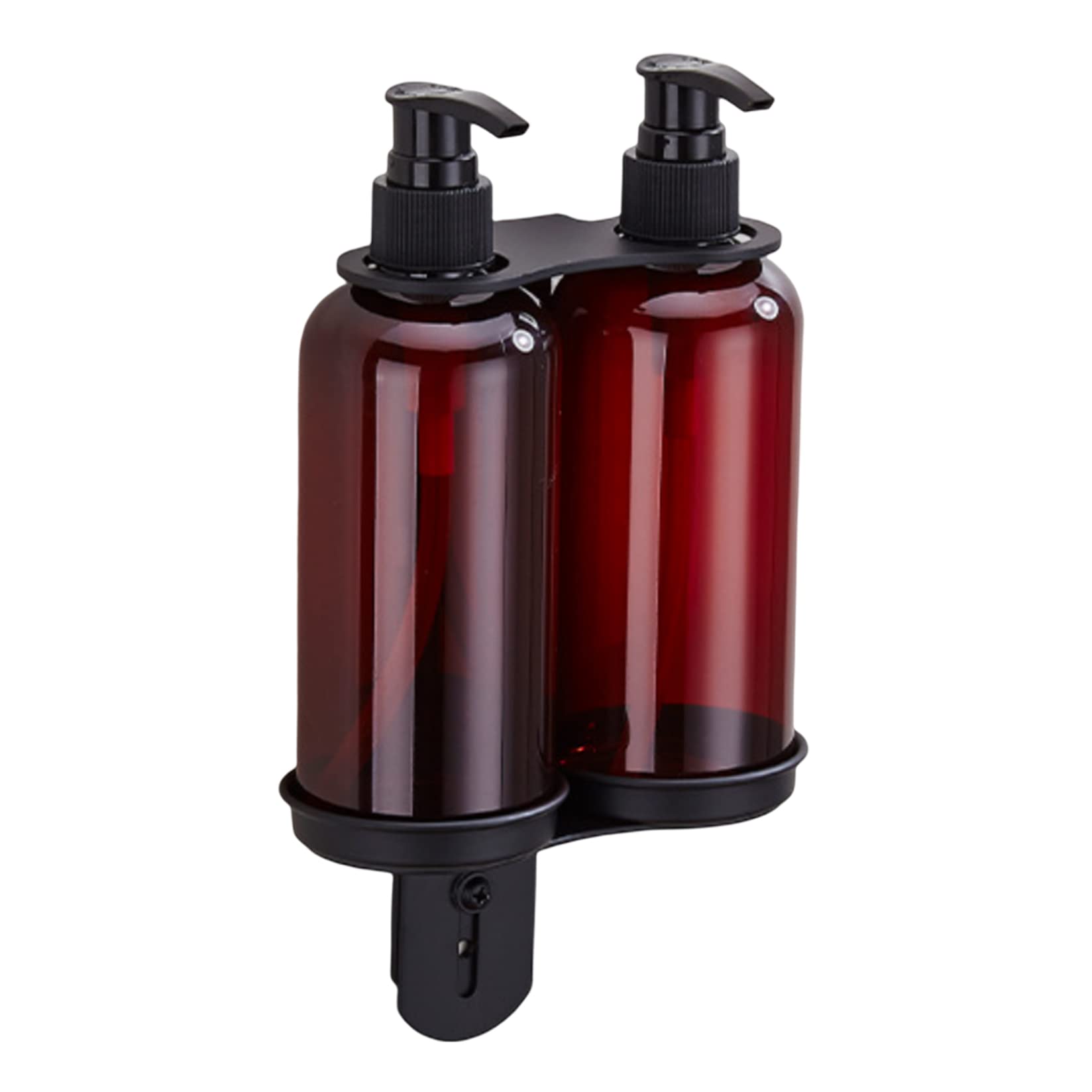 Soporte de Botella de Ducha Soporte de Botella de jabón montado en Pared para el Doble de 300 ml Dispensador Shampoo Ratch de Acero Inoxidable para Cocina del baño con Tornillos Negro