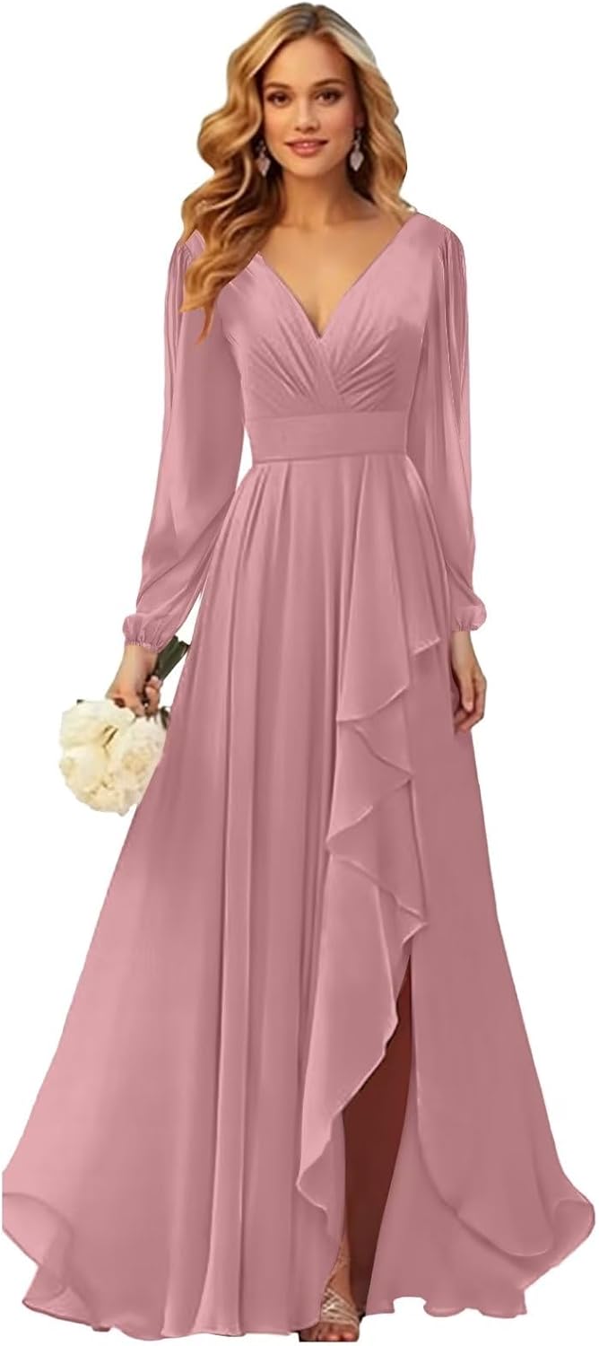 Dusty Rose Bridesmaid Dresses with Slit Ruffle Botswana Ubuy