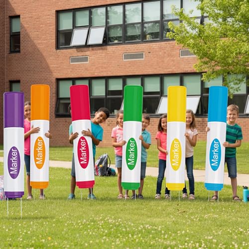 Thyle 6 Pcs Large Back to School Theme Marker Yard Sign First Day of School Sign Large Marker Outdoor Lawn Decor Kindergarten Graduation Party Classroom Yard Decor 11.8×47.2 Inches by Thyle - Used condition - Image 4