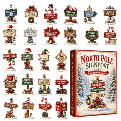 Calendrier de l'Avent Panneau Routier de Noël Ornement du Panneau Routier