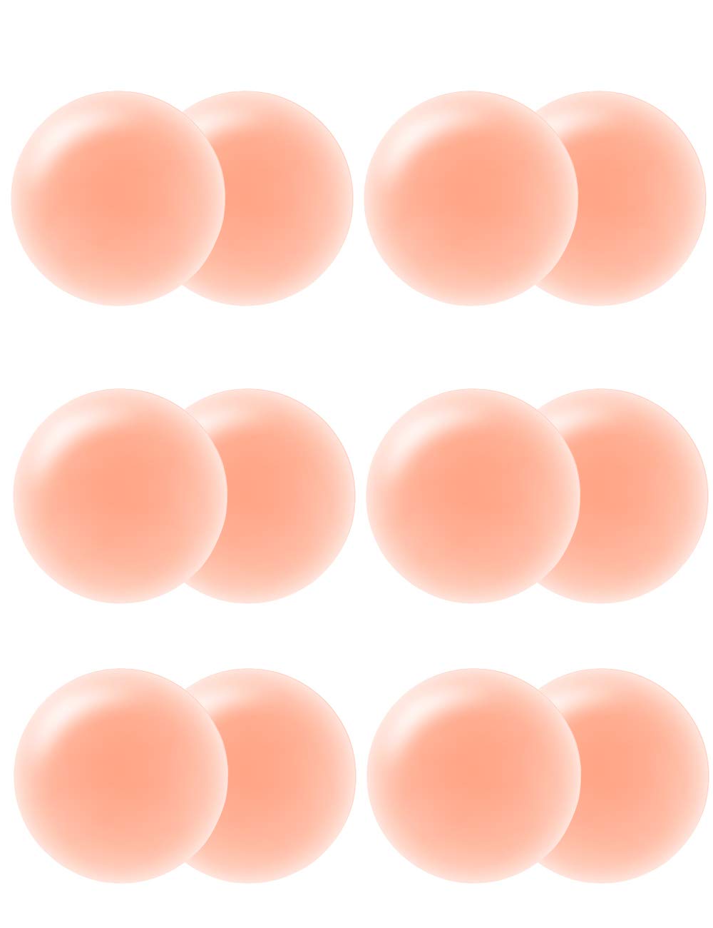 Arctic Penguin Nipple Covers Reusable Silicone Pasties for Women Breast Petals Stickers Adhesive Bra Skin Color (Round - 6 Pairs)
