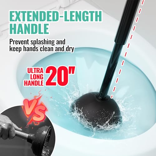 Image of 2PACK 3 in 1 Toilet Brush and Plunger Set with Crevice Cleaning Brush, Toilet Plunger and Brush Set with Extra Long Handle, Plungers for Bathroom Accessories, Bright Black