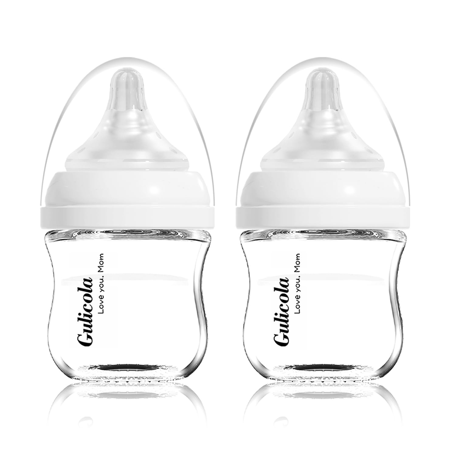 Gulicola Baby Glass Bottles (3oz 2pcs, White)