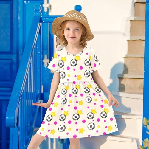 Girls' Short Sleeve Dresses Sport Football Star Toddler Casual Sundress 23029354