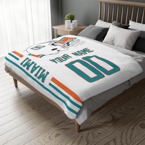 Image of Miami Throw Blanket Custom Name and Number Personalized Gifts for Men and Women