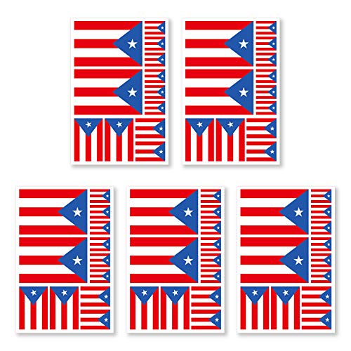 JBCD 5 Pcs Puerto Rico Flag Tattoos Puerto Rican Flag Stickers Face Tattoos, Tattoos Temporary Decorations Suitable for Sports Event and Party